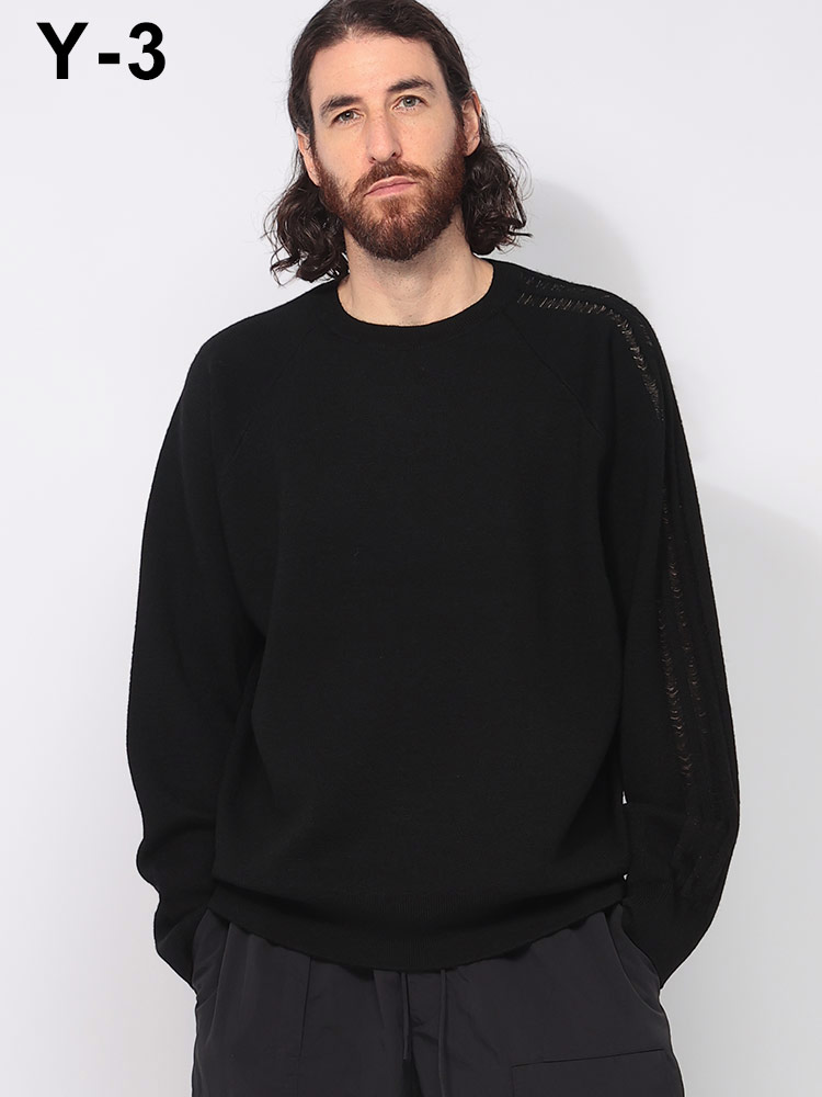 Y-3 (ワイスリー) 袖ライン リラックスシルエット ウールニット 3S