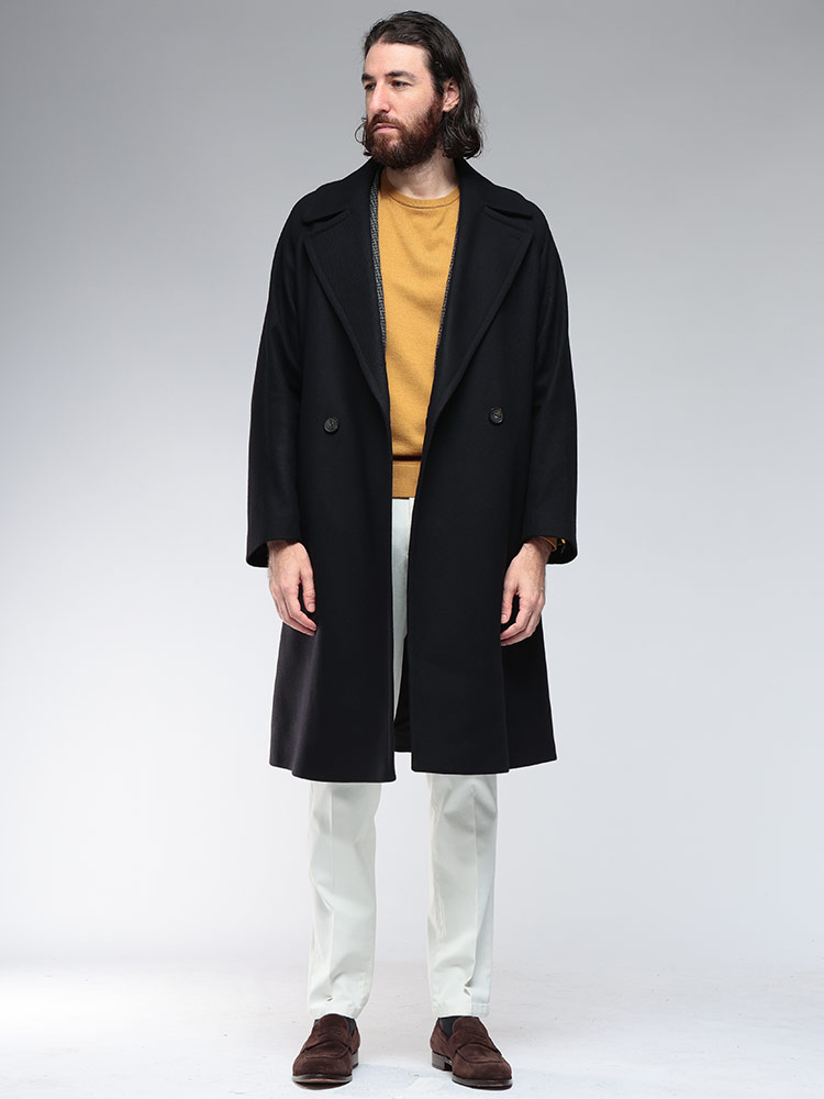 HEVO (イーヴォ) ベルト付き ダブルブレストコート BRINDISI