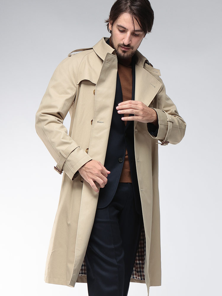 Aquascutum (アクアスキュータム) 総裏チェック ダブルトレンチコート