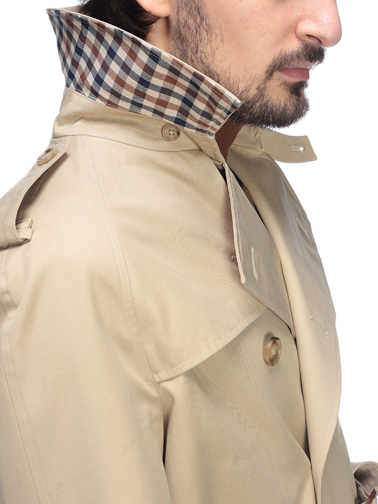 Aquascutum (アクアスキュータム) 総裏チェック ダブルトレンチコート