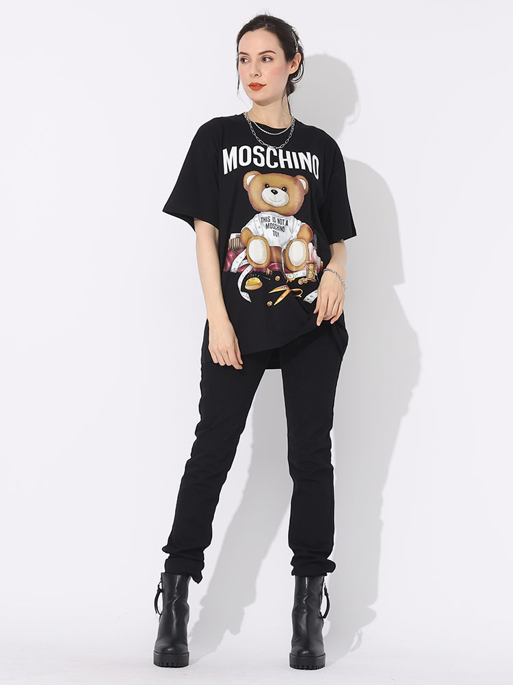MOSCHINO (モスキーノ) ベアプリント クルーネック 半袖 Tシャツ
