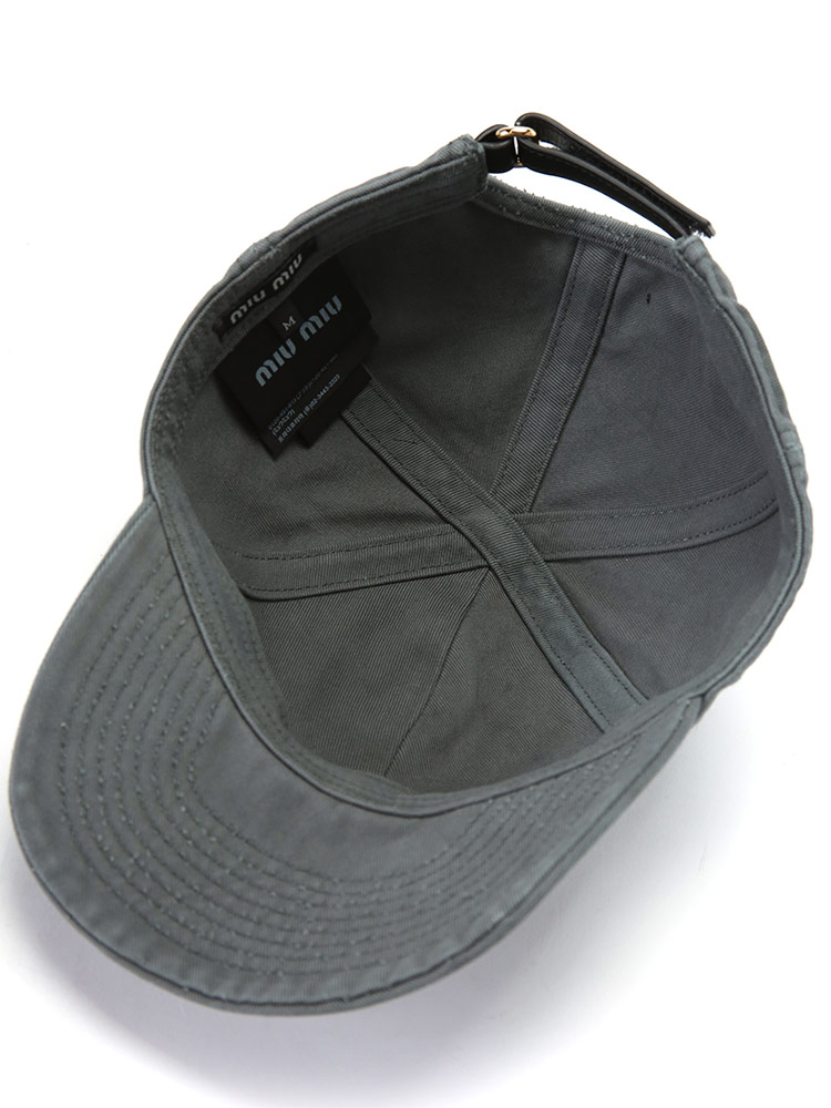 MIU MIU (ミュウミュウ) ウォッシュ仕上げ ロゴ刺繍 ベースボール