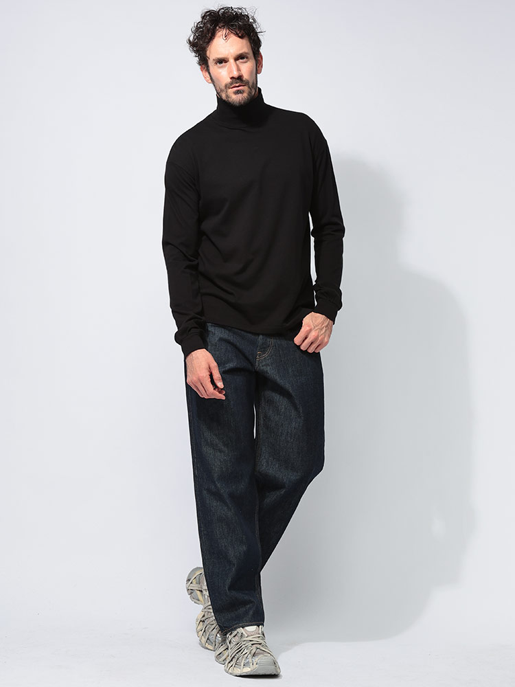 AURALEE (オーラリー) コットン 無地 ハイネック 長袖 Tシャツ