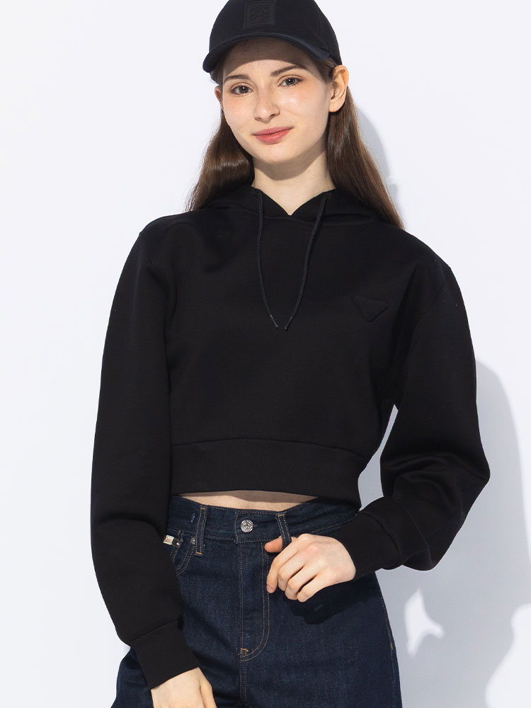 PRADA (プラダ) 立体ロゴ ボックスシルエット クロップドパーカー