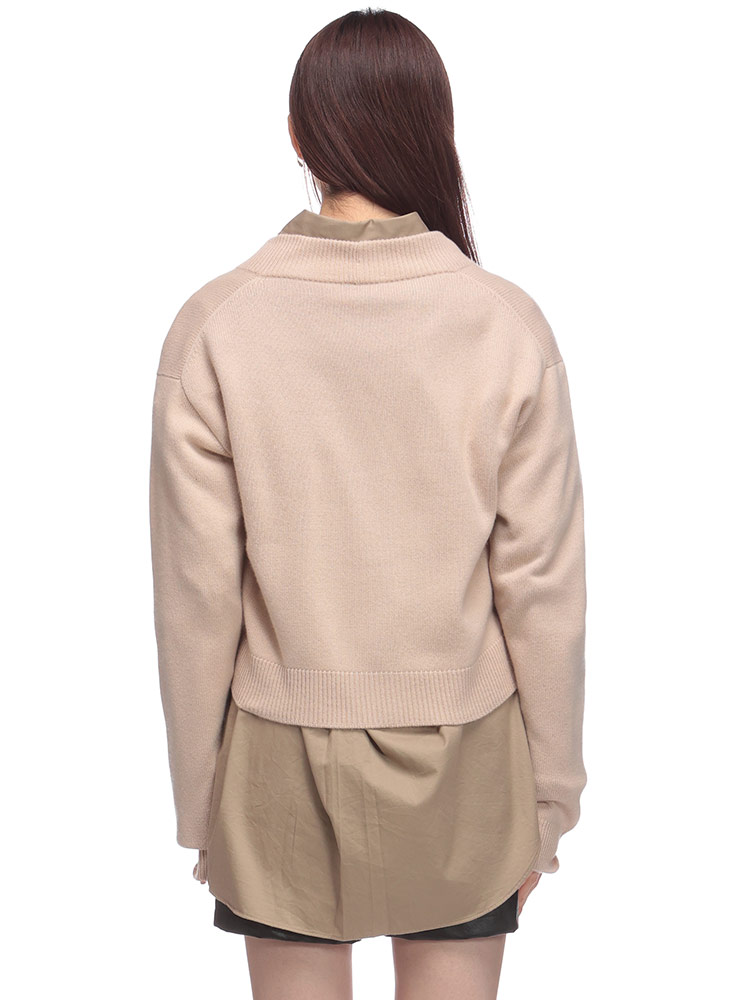 MIU MIU (ミュウミュウ) カシミヤ ビーズ刺繍 ロゴ カーディガン