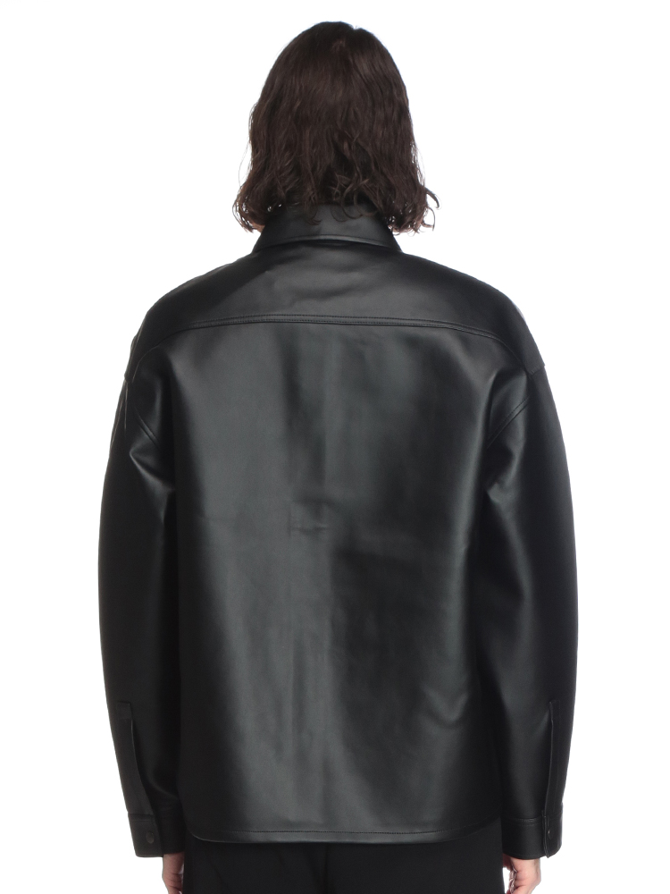 Calvin Klein (カルバンクライン) 合成皮革 フルボタン シャツ