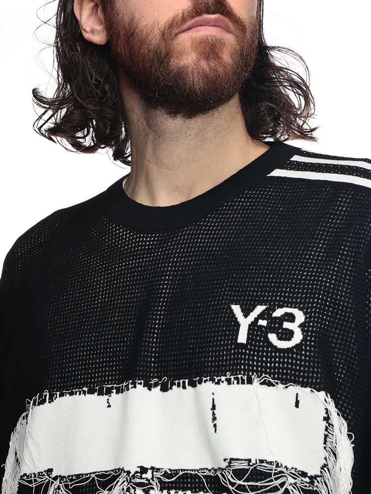 Y-3 (ワイスリー) スリーストライプ クルーネック ニット GFX KNIT