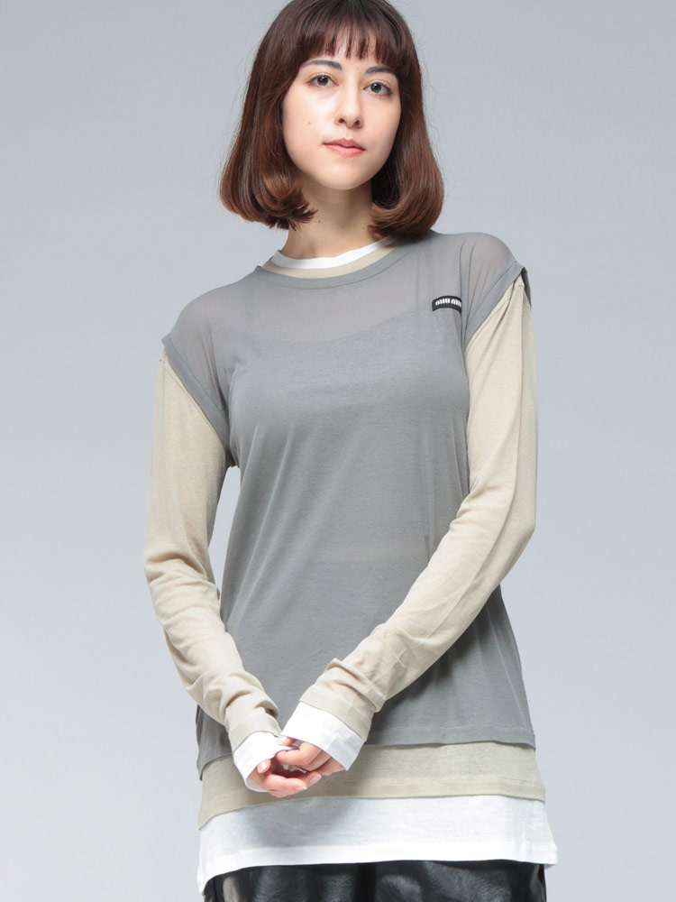 miumiu 半袖Tシャツ MiuMiu ミュウミュウ Tシャツ ロゴ コットン 半袖