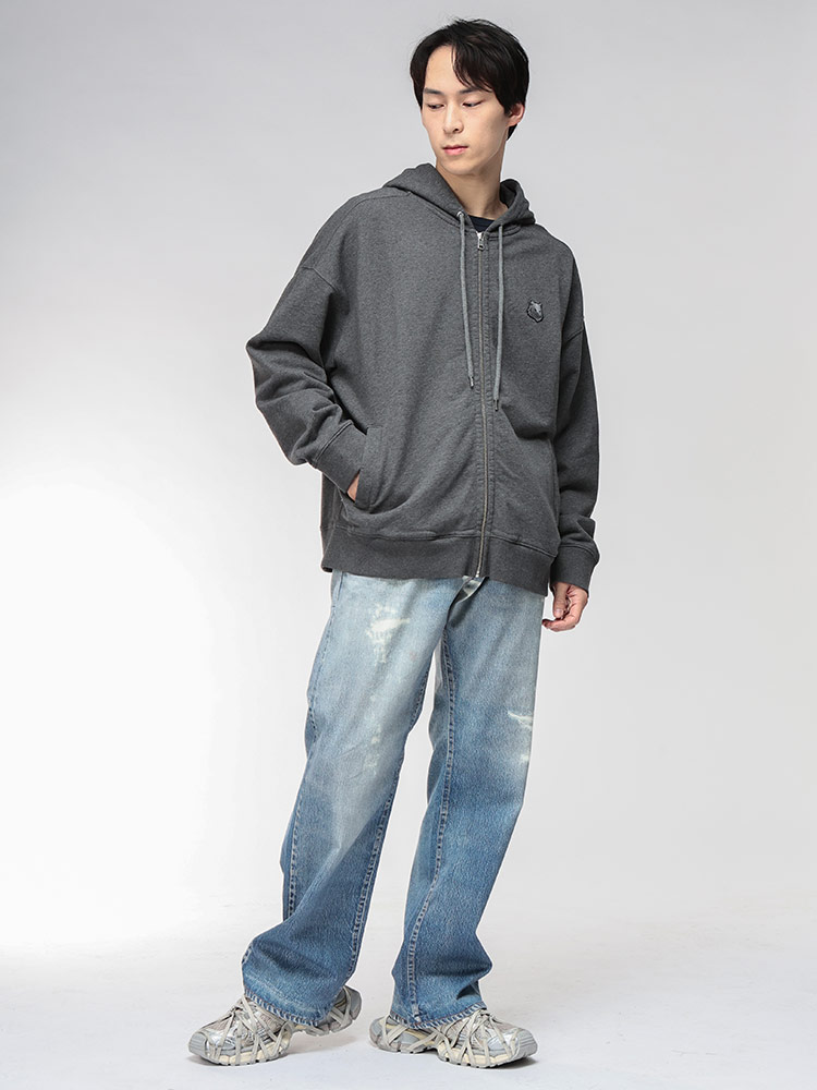 Maison Kitsune (メゾン キツネ) スウェット 刺繍 フルジップ パーカー