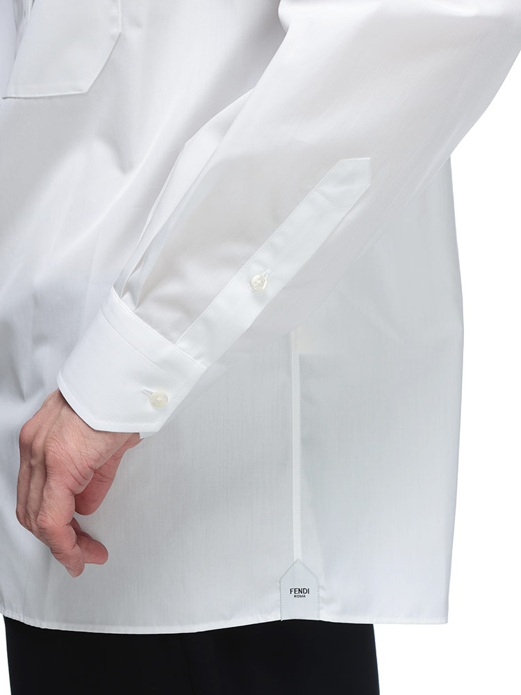 FENDI (フェンディ) ロゴ 無地 ジップポケット 長袖 シャツ
