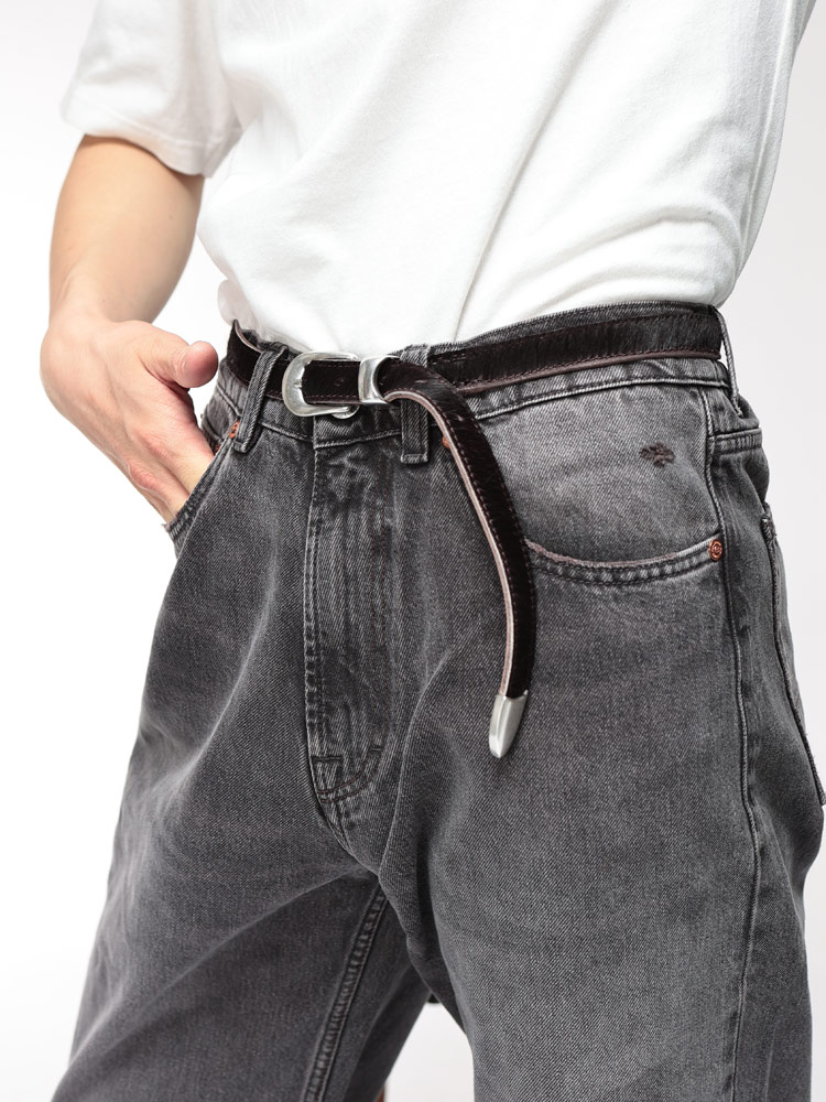 OUR LEGACY (アワーレガシー) カーフヘアー レザー ナロー ベルト Hair