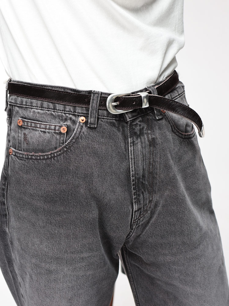 OUR LEGACY (アワーレガシー) カーフヘアー レザー ナロー ベルト Hair