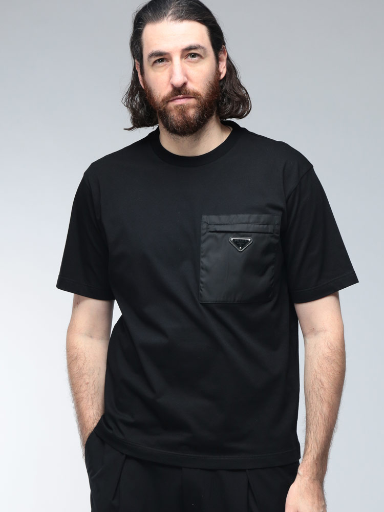 PRADA (プラダ) トライアングル刺繍 クルーネック 半袖 Tシャツ