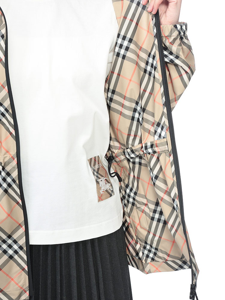BURBERRY (バーバリー) ロゴ フード クラシカル チェック柄 フルジップ