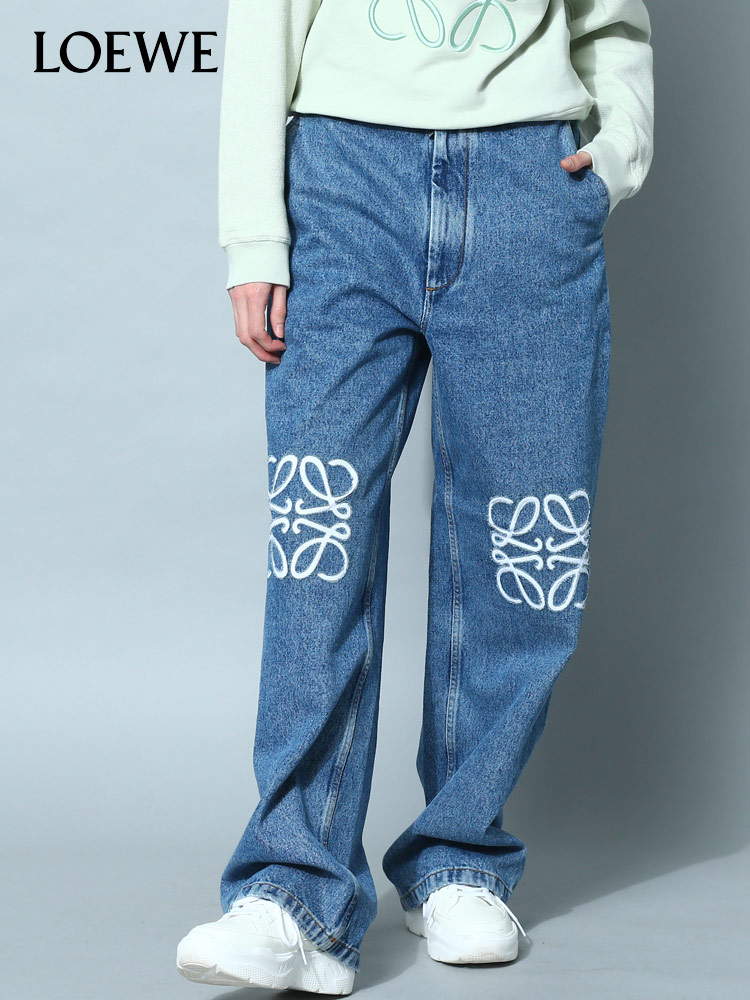LOEWE ロエベ レディース デニム アナグラム バギー ジーンズ ワイド
