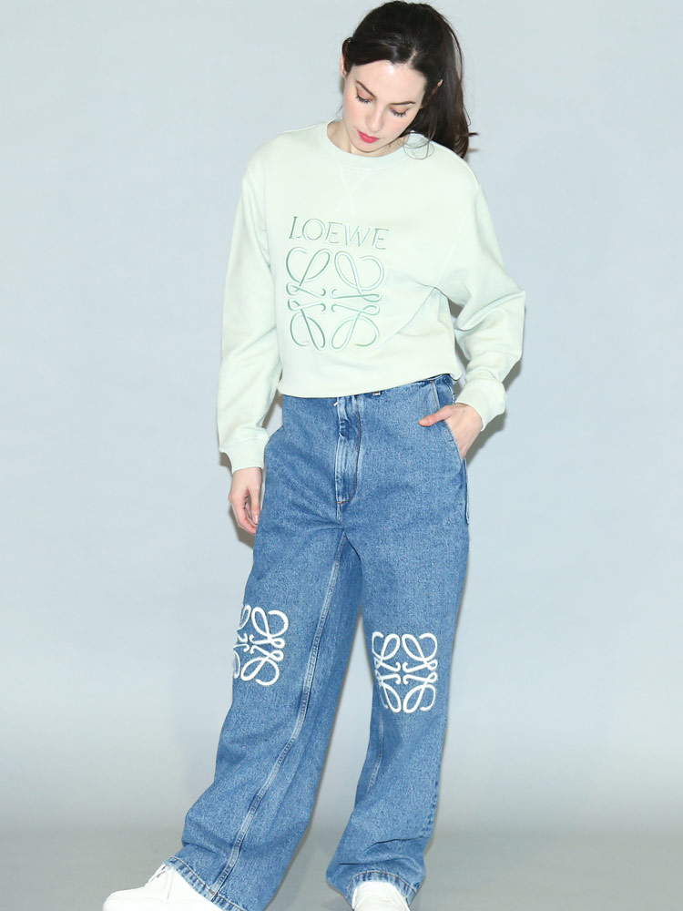 LOEWE ロエベ レディース デニム アナグラム バギー ジーンズ ワイド