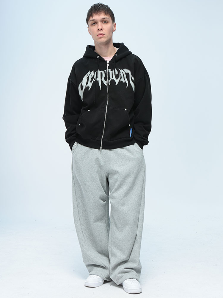 SEQUENZ (シークエンズ) ロゴプリント フルジップ 裏起毛 スウェット