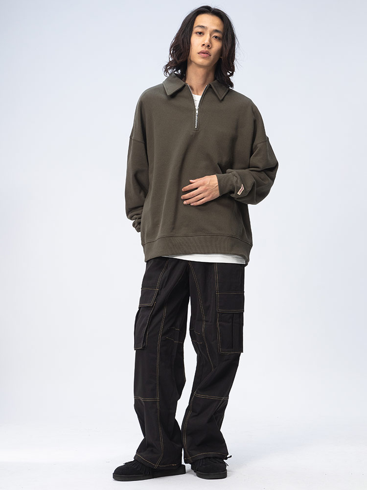 Goodwear (グッドウェア) 衿付き ハーフジップ BIG トレーナー