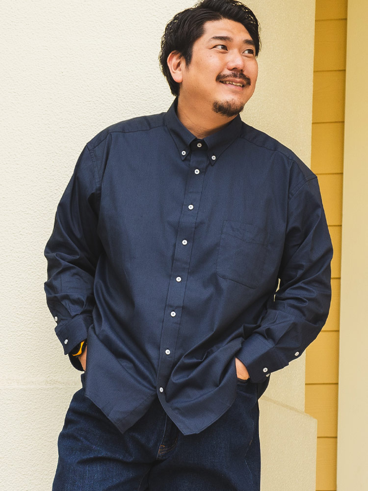 長袖シャツ SOLARO ソラーロ生地 無地 ストレッチボタンダウン