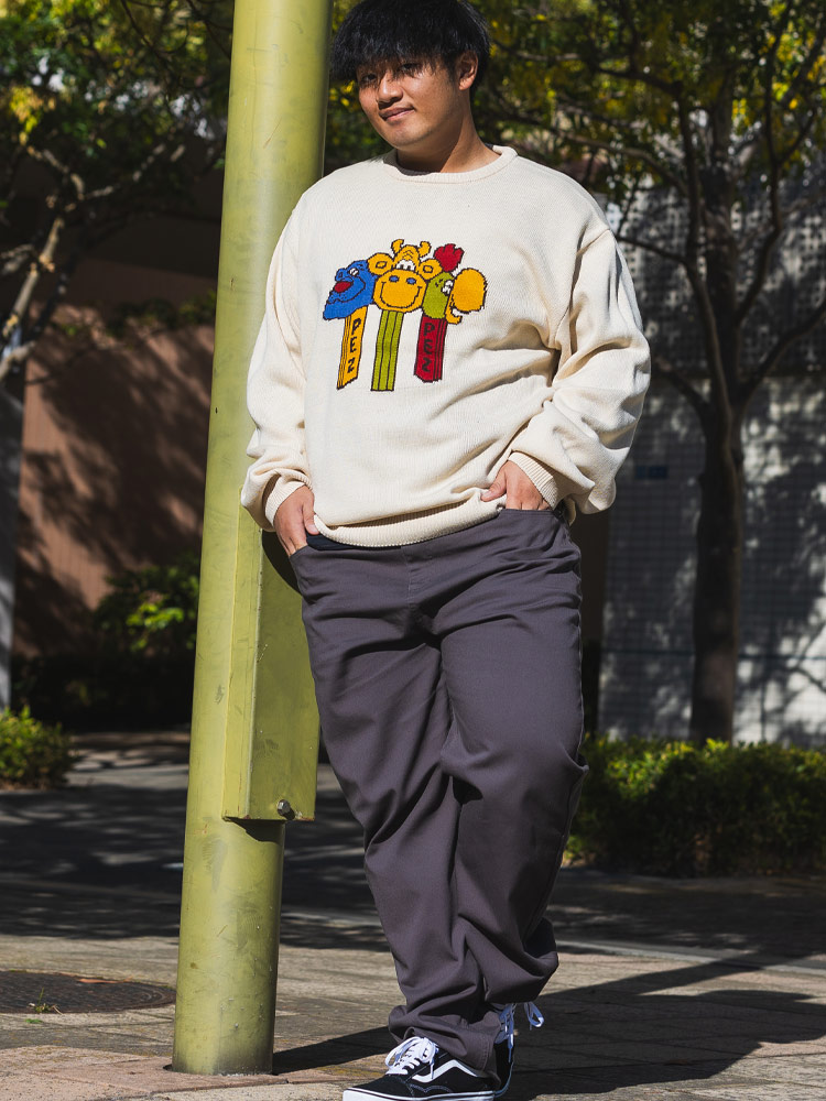 長袖 ニット ペッツ クルーネック トップス セーター 洗える 秋冬