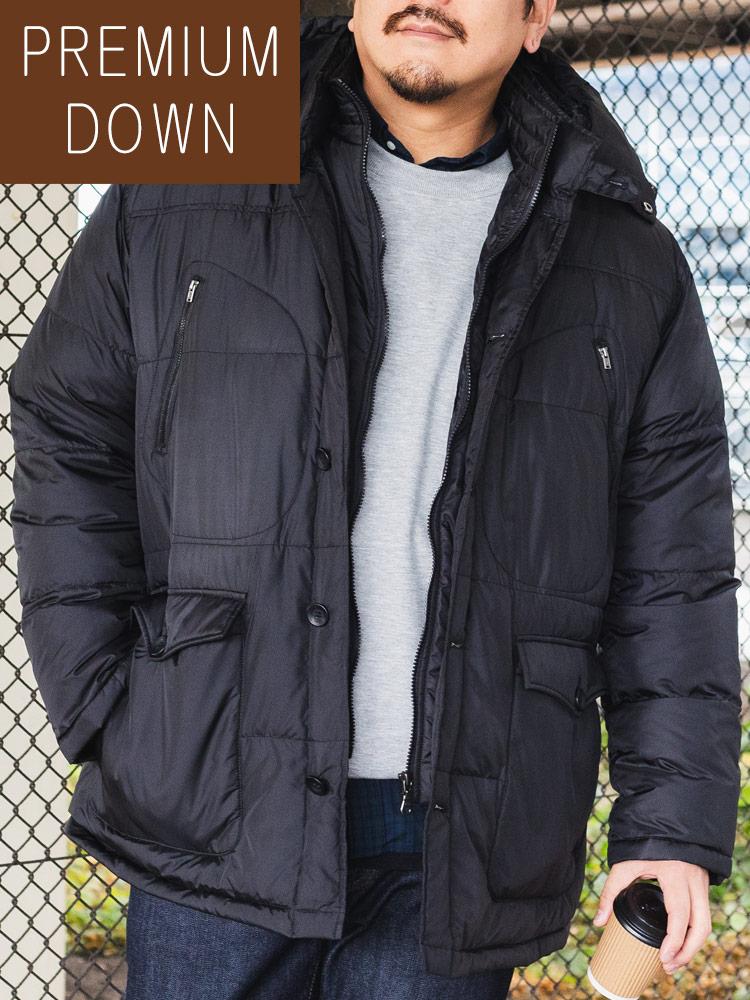 タフタダウンジャケット フード着脱 フェイク仕様 アウター ブルゾン