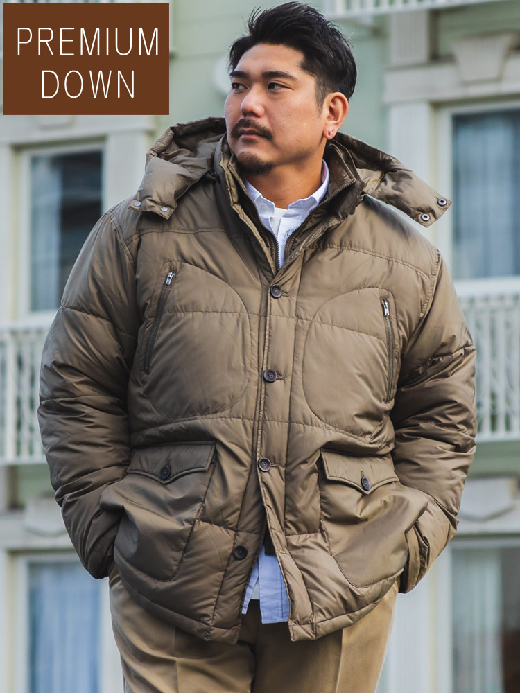 タフタダウンジャケット フード着脱 フェイク仕様 アウター ブルゾン