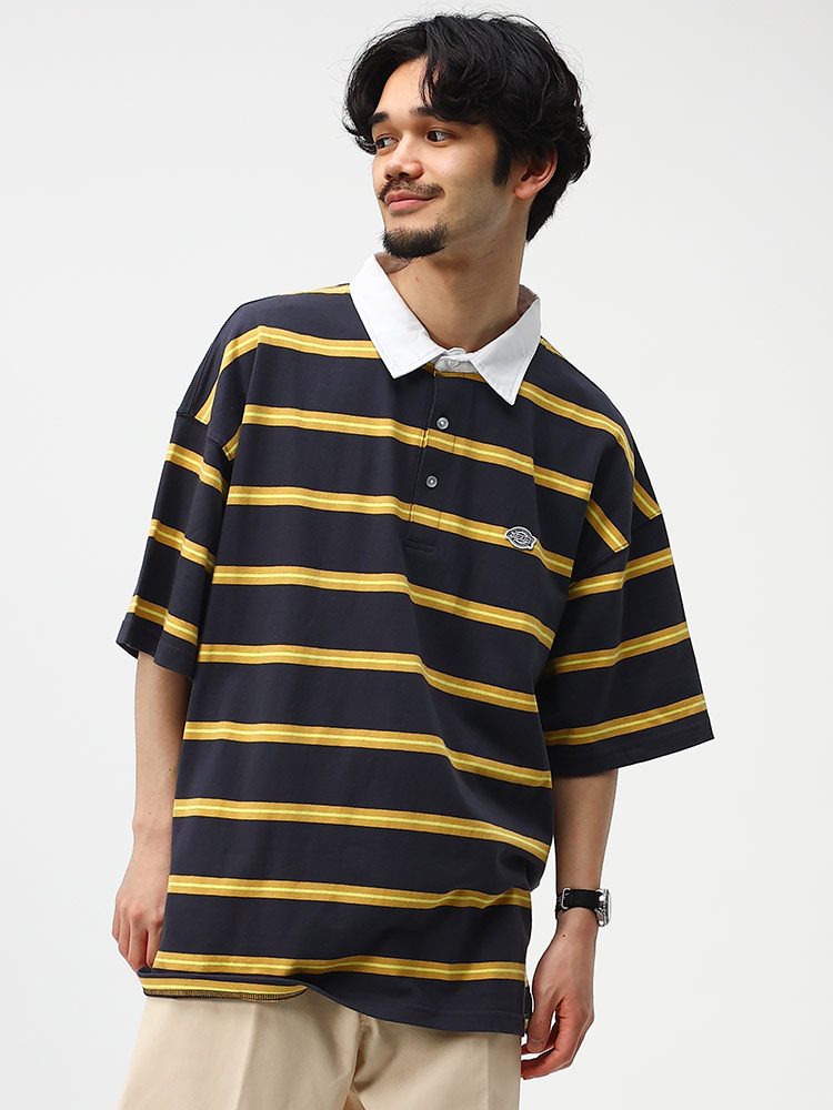 Dickies (ディッキーズ) 天竺 ボーダー 半袖 ラガーシャツ M L LL