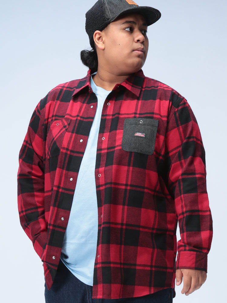 長袖 シャツ フランネル チェック柄 トップス ネルシャツ ポケット