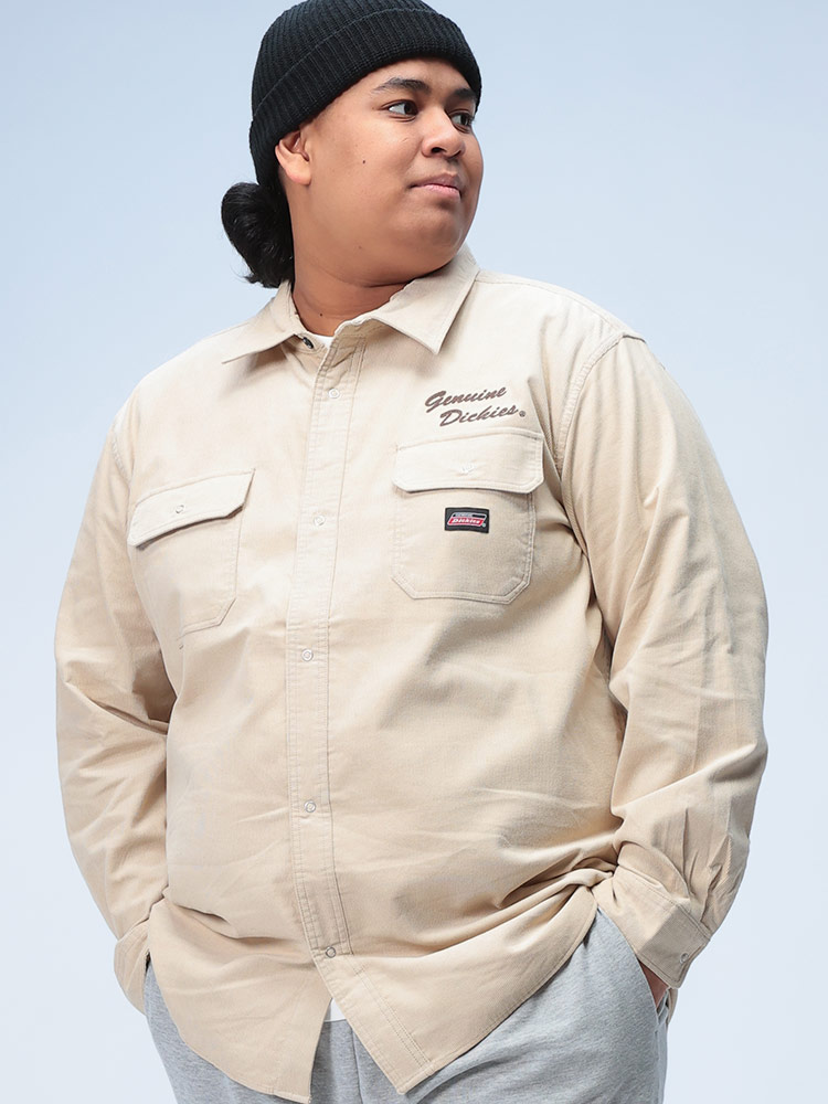 長袖 ワークシャツ 16W コーデュロイ ポケット トップス ミリタリー