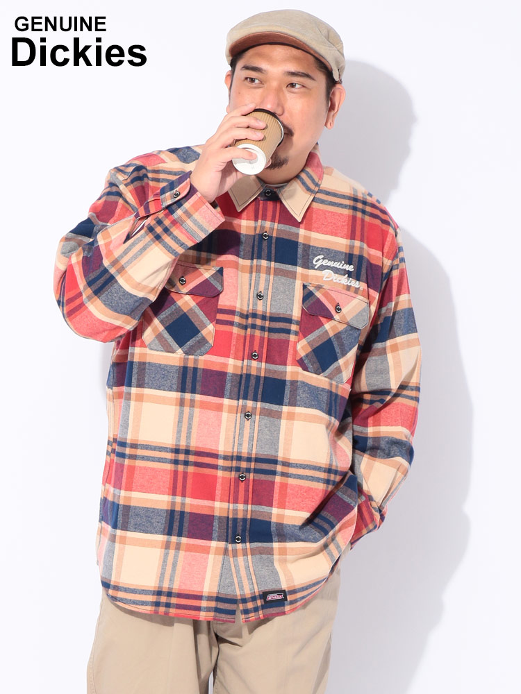 長袖シャツ 綿100％ ロゴ刺繍 2ポケット ネルシャツ トップス