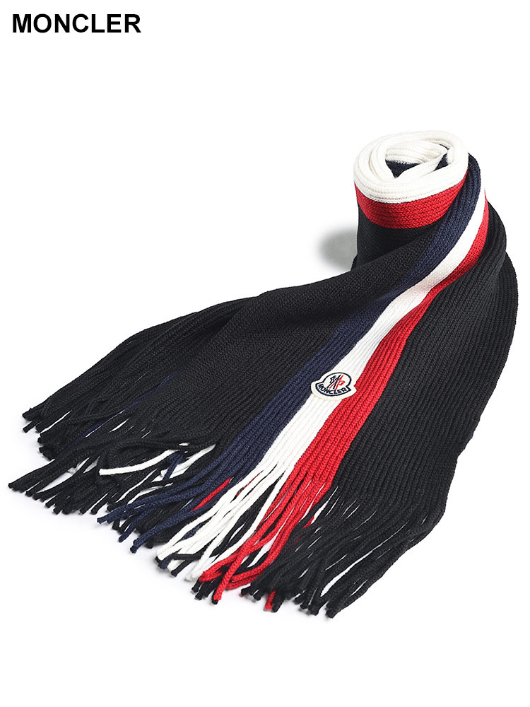 MONCLER (モンクレール) トリコロール リブ マフラー MC3C00015A9575