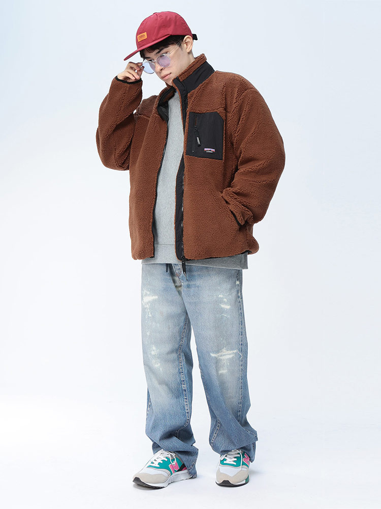 GERRY (ジェリー) シープボア ナイロン切り替え スタンドカラー