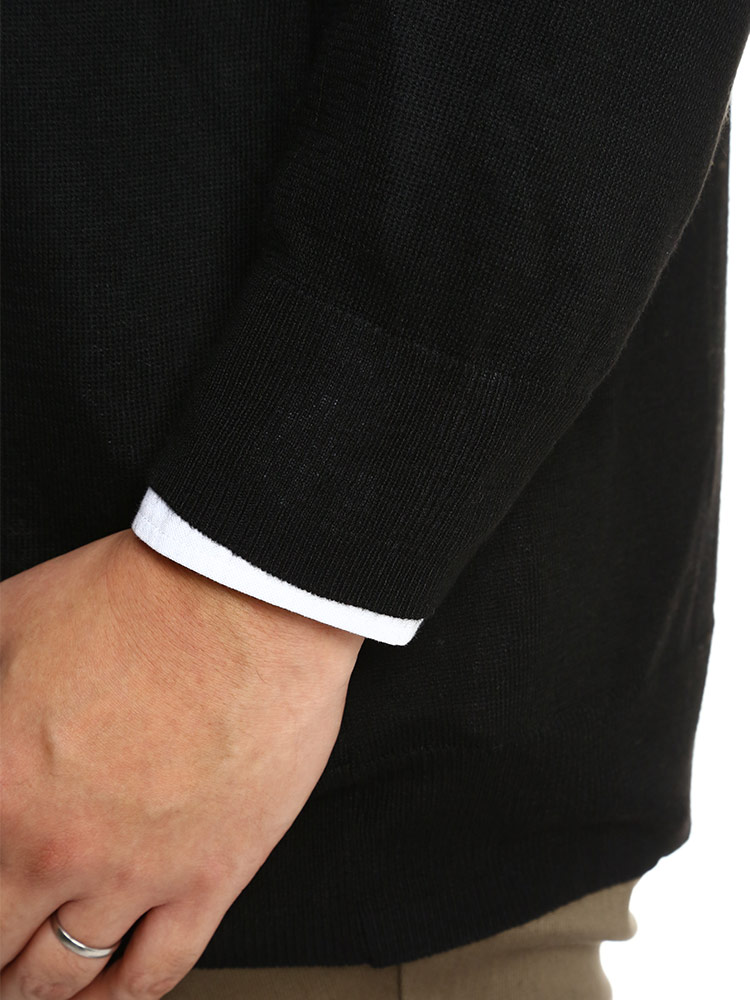 快ラクWEAR ウォッシャブル カシミヤ混 無地 Vネック セーター 快楽