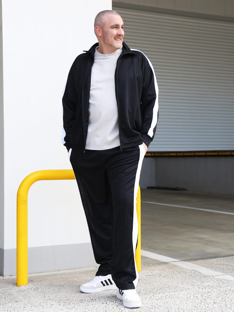 シャドーストライプ フルジップ ジャケット ウエストゴム ジャージ