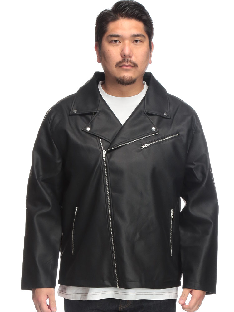 ライダース ジャケット 合成皮革 ダブル アウター レザーブルゾン
