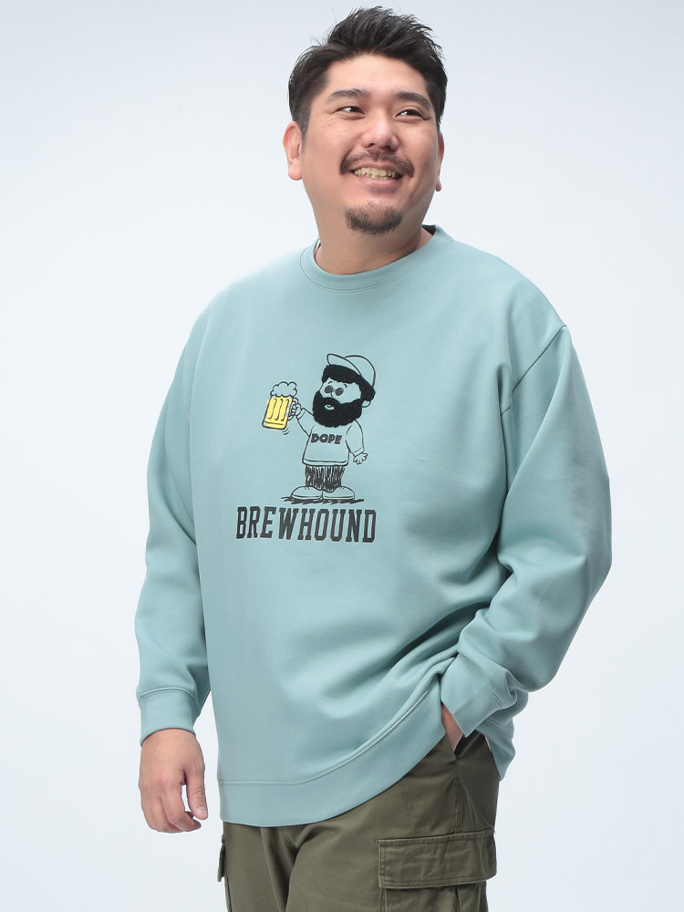 長袖 トレーナー サガラ胸刺繍 クルーネック トップス プルオーバー