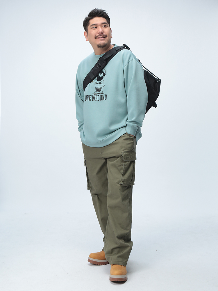 長袖 トレーナー サガラ胸刺繍 クルーネック トップス プルオーバー