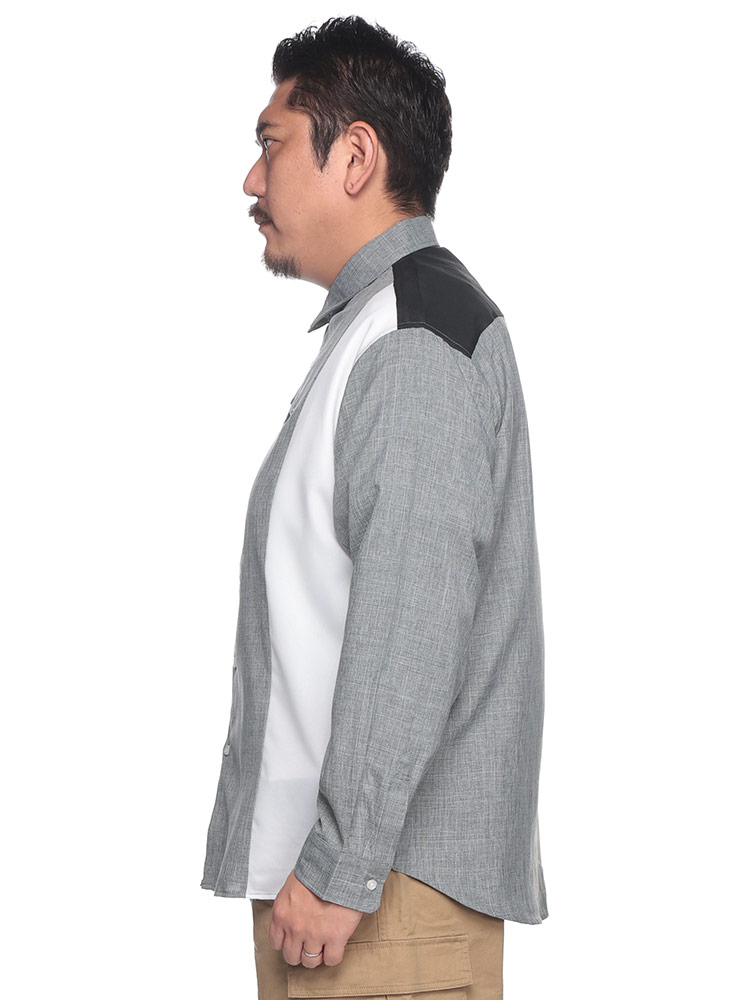 長袖 シャツ FAT ANIMALS クジラ 切り替え トップス シャツ レギュラー