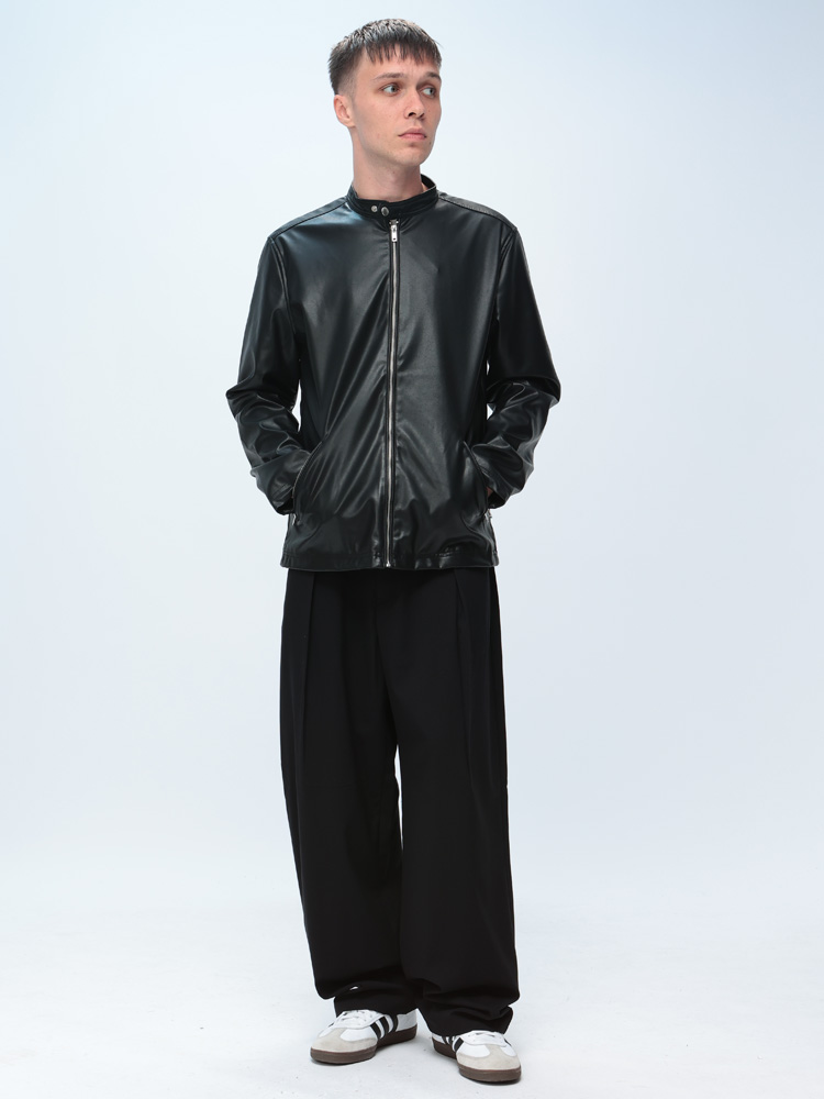 S＆SONS (エスアンドサンズ) 合成皮革 シングル ライダース ジャケット