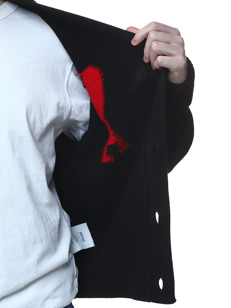 AMI PARIS (アミパリス) 胸ロゴ Vネック ニット カーディガン Ami de