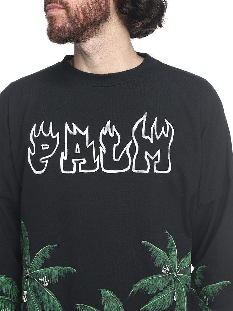 Palm Angels (パームエンジェルス) プリント クルーネック 長袖 T
