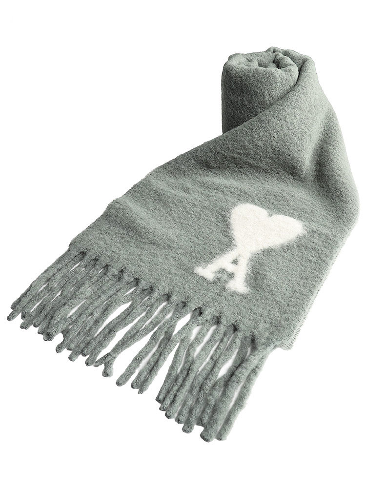 AMI PARIS (アミパリス ) アルパカウール ロゴ フリンジ ロング