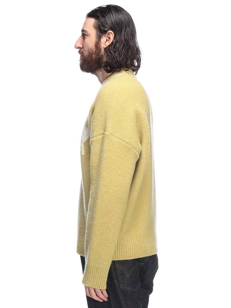 AMI PARIS (アミパリス) アルパカ混 胸ロゴ クルーネック セーター Ami