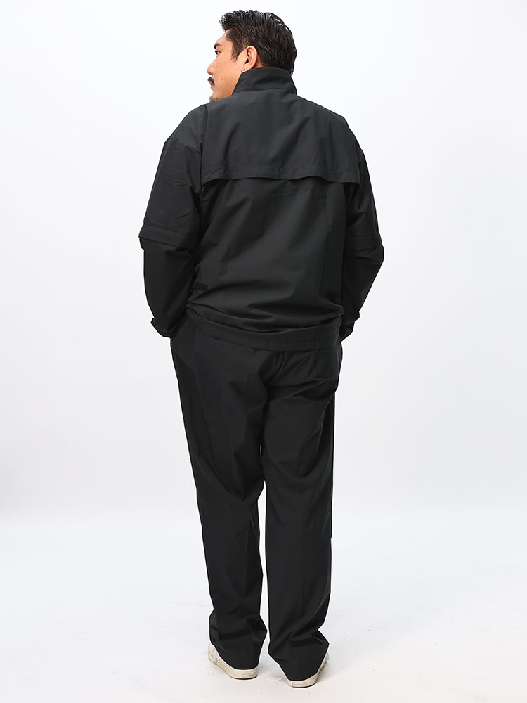 レインスーツ 上下セット 袖着脱 撥水 無地 フルジップ レインコート