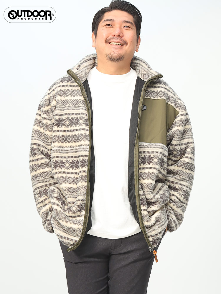 ボアフリース 総柄 フルジップ ジャケット (OUTDOOR PRODUCTS