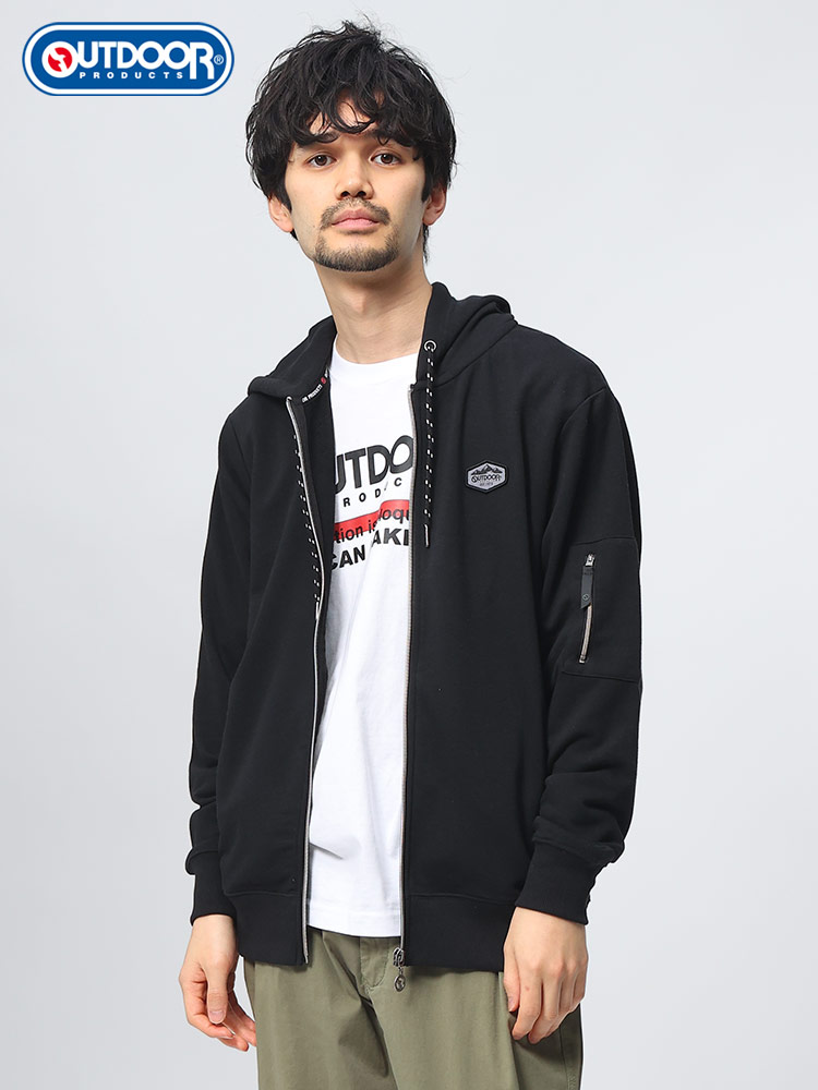 OUTDOOR PRODUCTS (アウトドアプロダクツ) 裏毛 袖ポケット フードロゴ