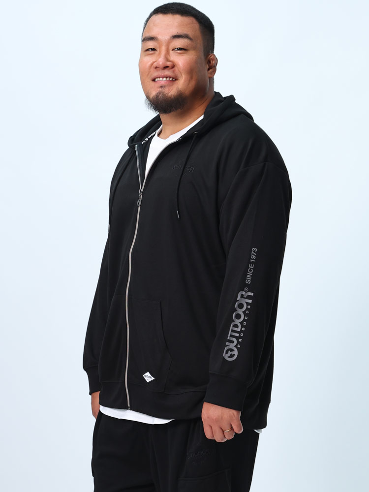 ジップパーカー コットンタッチ ダンボール生地 エンボスロゴ トップス