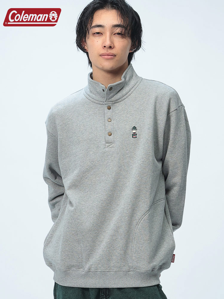 Coleman (コールマン) 裏起毛 ポケット付き ハーフボタン トレーナー