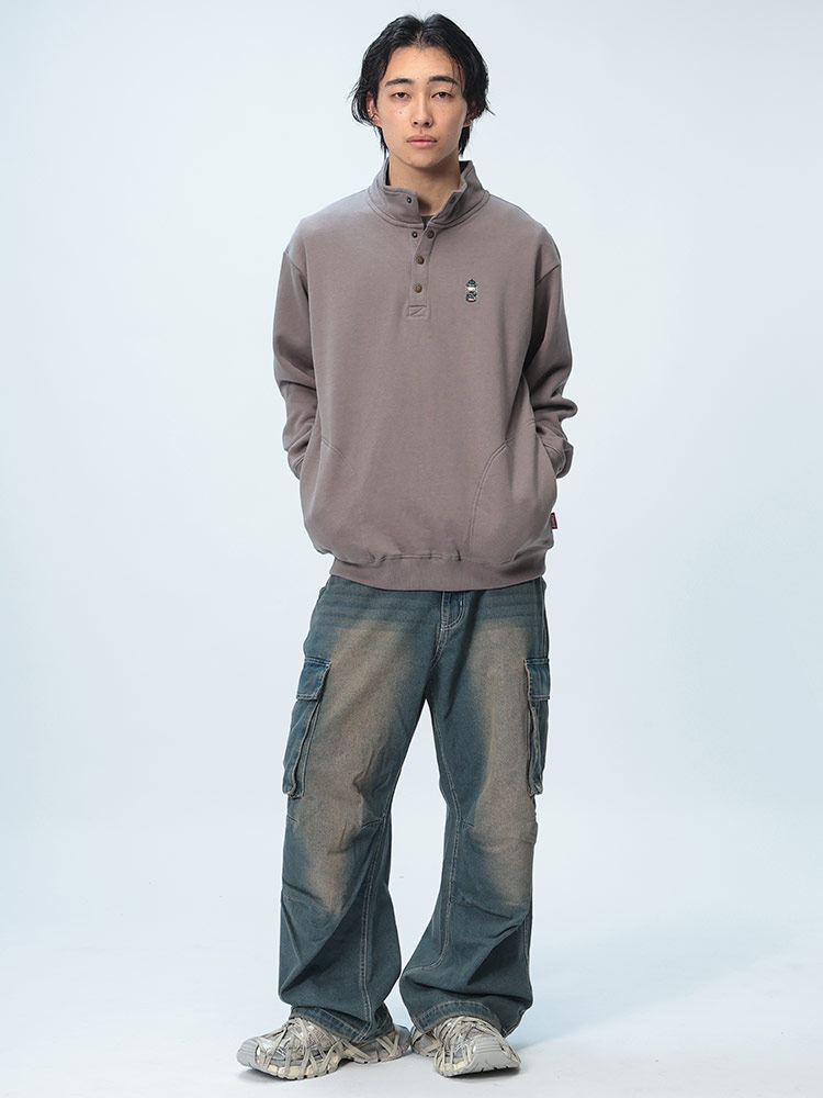 Coleman (コールマン) 裏起毛 ポケット付き ハーフボタン トレーナー