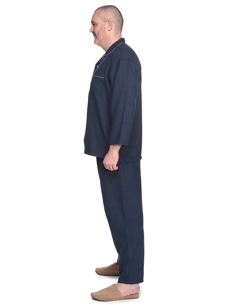 SAKAZEN (サカゼン) 無地パイピング 長袖 パジャマ 上下セット